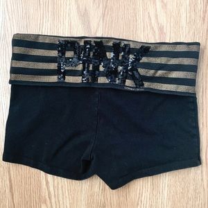 Pink Black and Gold Yoga Shorts